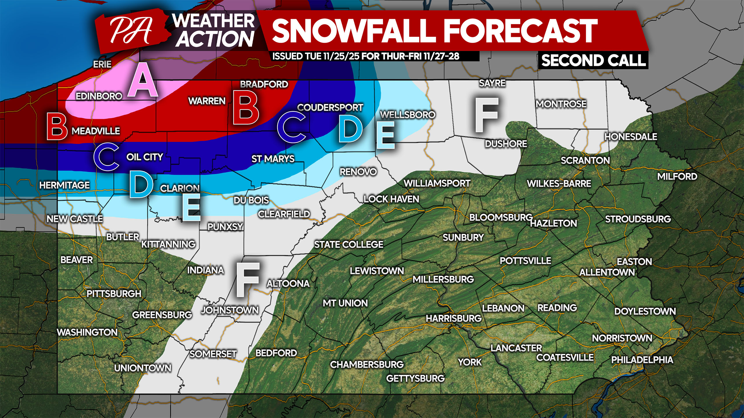 Second Call Snowfall Forecast for Holiday Lake Effect Snow & Bitter ...