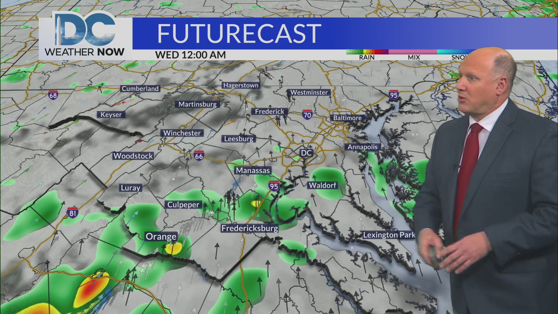 Clouds and spotty showers tonight