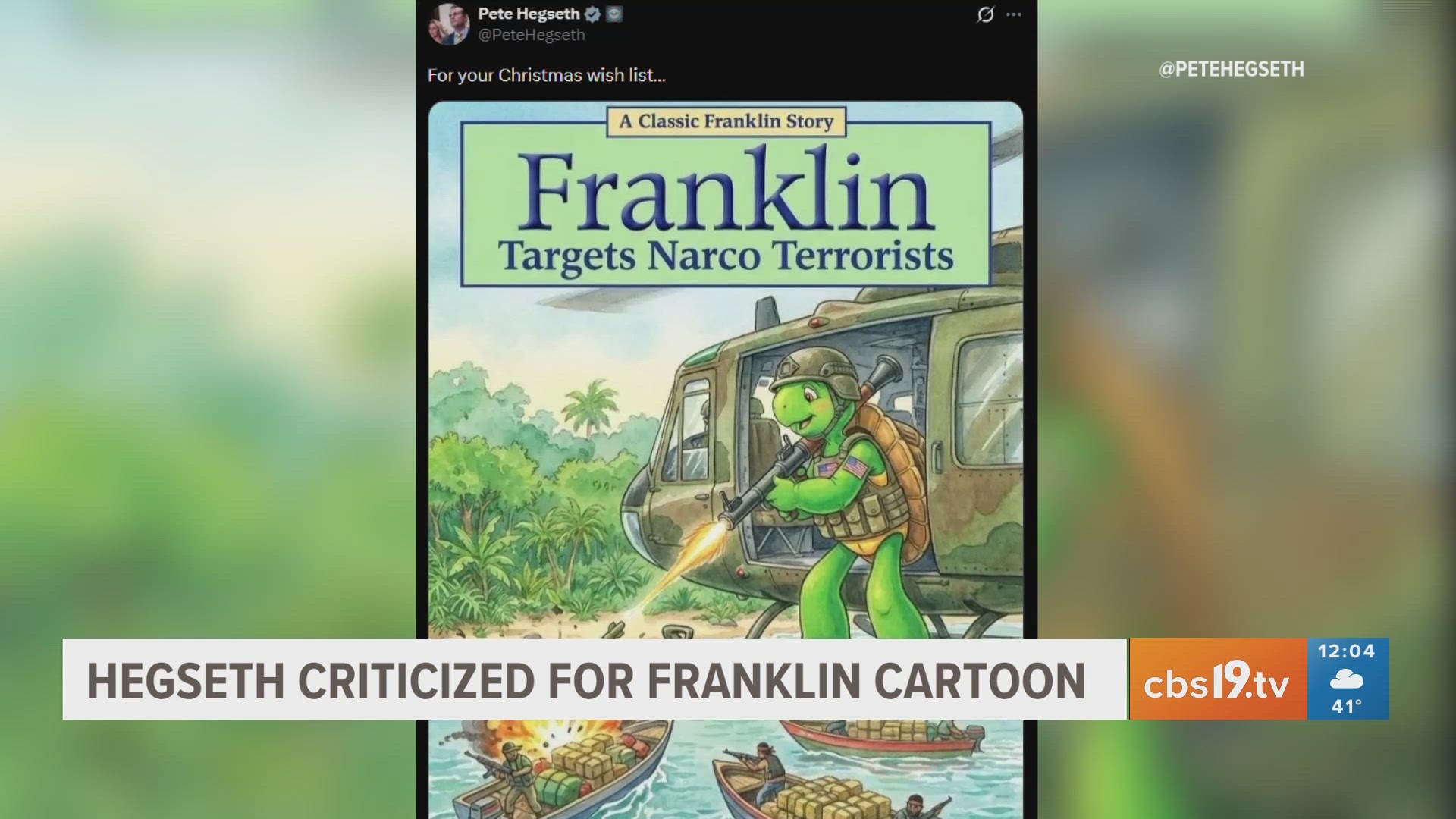 Defense Secretary Pete Hegseth criticizes over use of Franklin the Turtle  cartoon | Watch
