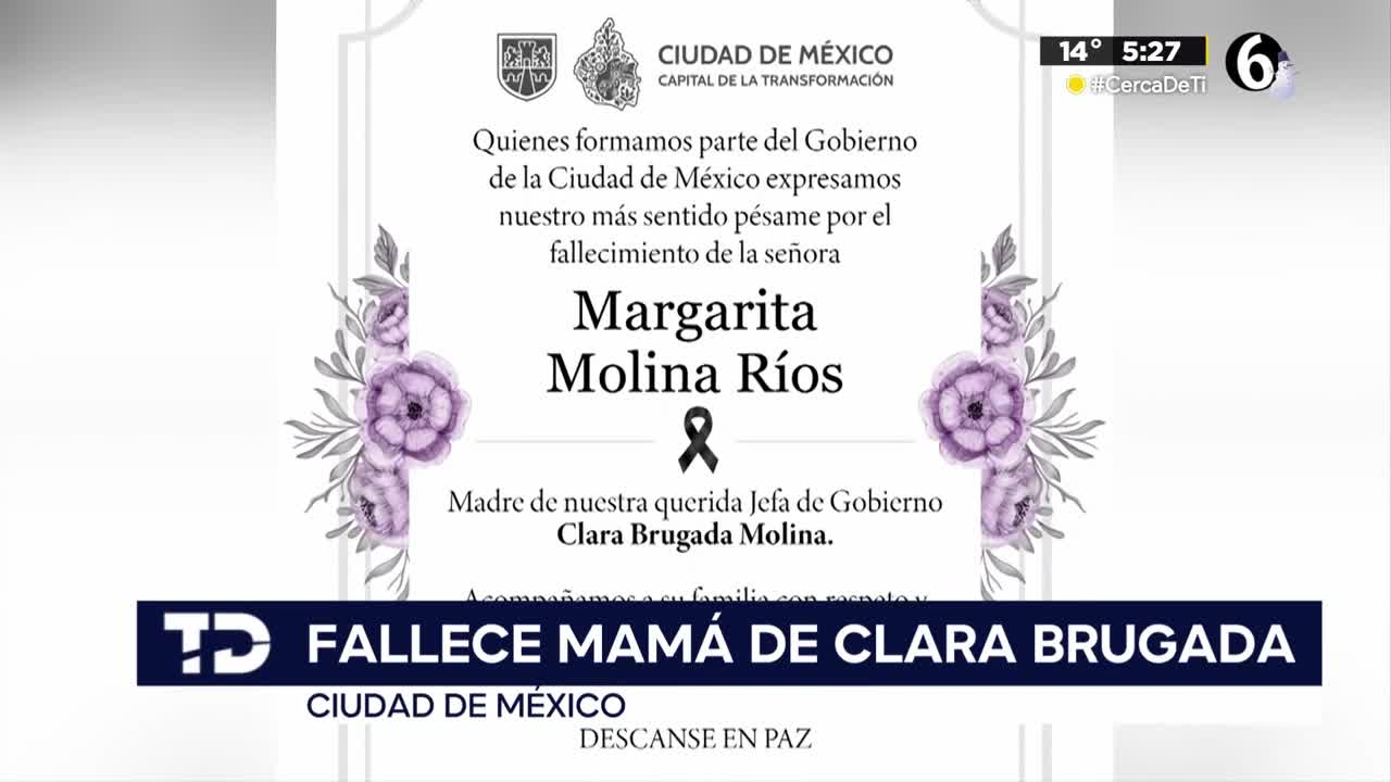 Fallece Margarita Molina, madre de Clara Brugada; Sheinbaum expresa sus ...