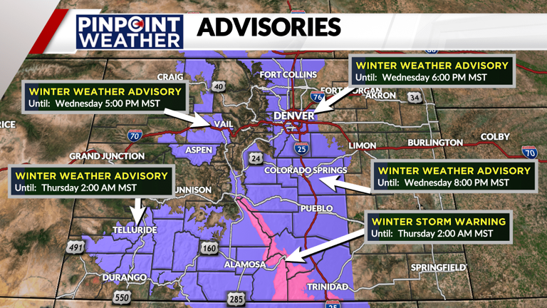 Denver weather: Pinpoint Weather Alert Day Wednesday for snow, slick roads