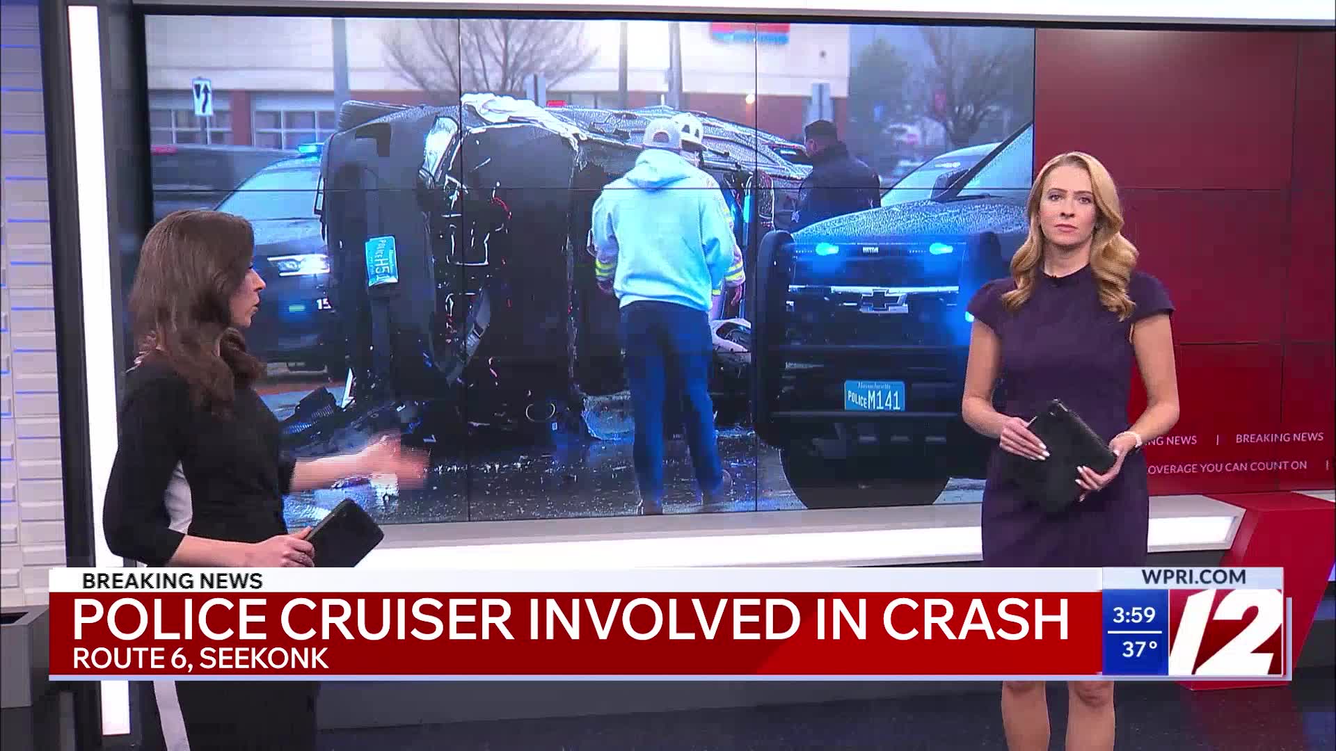 Police cruiser involved in crash on Route 6 in Seekonk