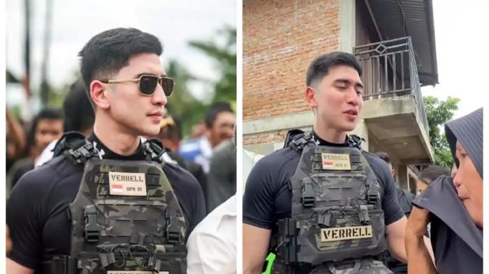 ROMPI VERREL BRAMASTA - Aksi anggota DPR Fraksi PAN Verrell Bramasta saat mengunjungi lokasi banjir dan tanah longsor di Padang, Sumatera Barat menjadi sorotan. Ia membantah menggunakan rompi anti peluru. (TribunJakarta/Instagram/@bramastavrl) (Tribunnews.com/TribunJakarta/Instagram/@bramastavrl)