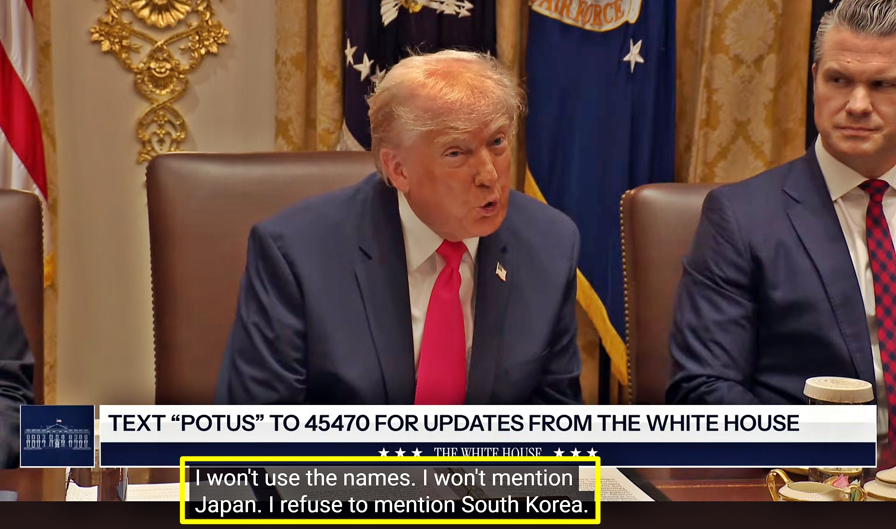 2日(現地時間) ホワイトハウスで内閣会議を主宰したドナルドトランプアメリカ大統領が自分の関税政策を成果で指折りながら韓国と日本を ‘数年間アメリカをドングチョモックは同盟国’で言及している. 2025.12.2 ホワイトハウス資料