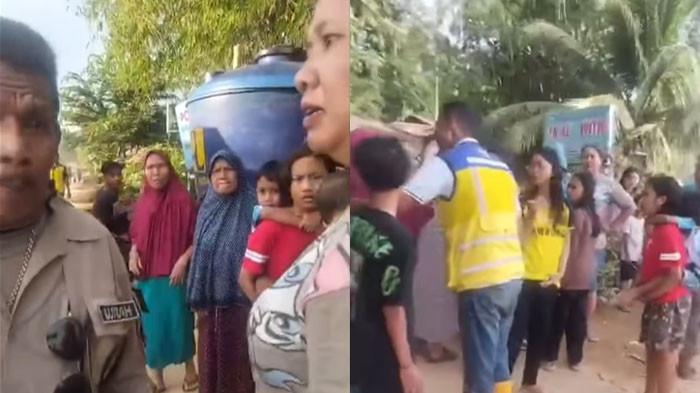 Bantuan Helikopter, Warga Banjir Kumpulkan Beras di Tanah