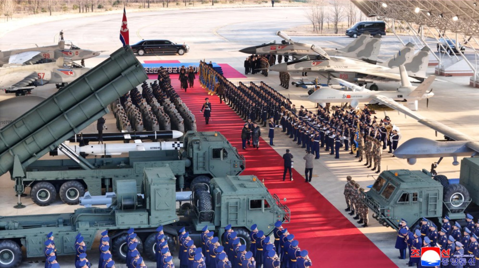 Kim Jong Un attends a showcase of military weapons.