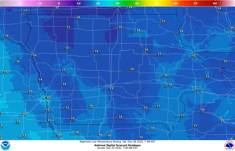 Iowa will be the coldest state in the US. Maps show how cold it'll be.