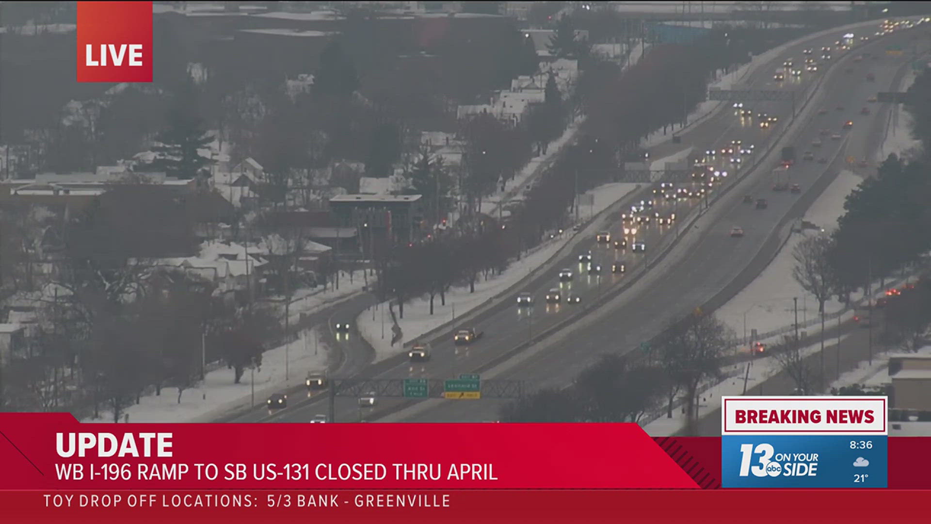 I-196 ramp on US-131 now closed through April after semi crash