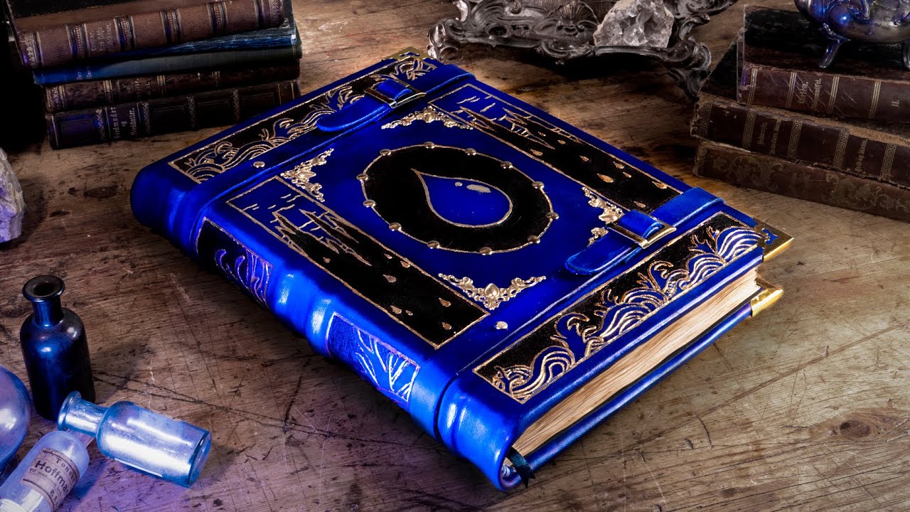 Water element spellbook – leather-bound tome creation!