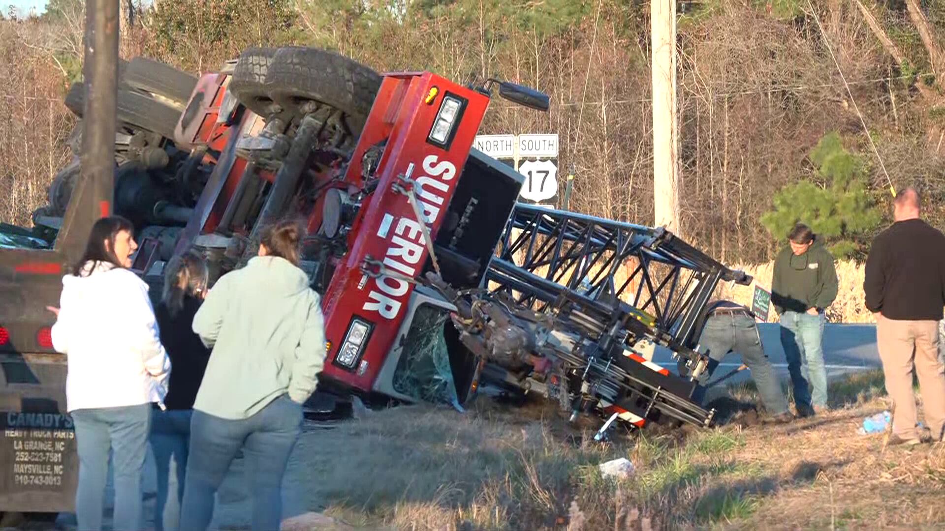 Three big rigs, pickup involved in Craven County crash