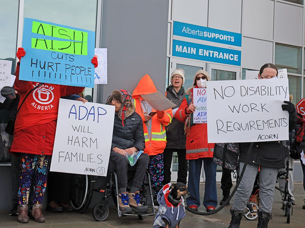 A 'punishment': Calgarians protest as province prepares to move AISH ...