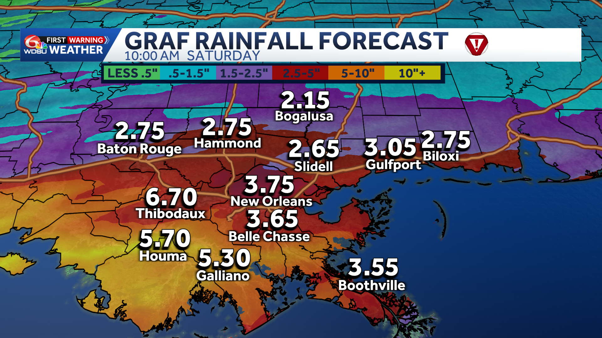 WDSU First Alert Day Thursday: Heavy rain and localized flash flood risk
