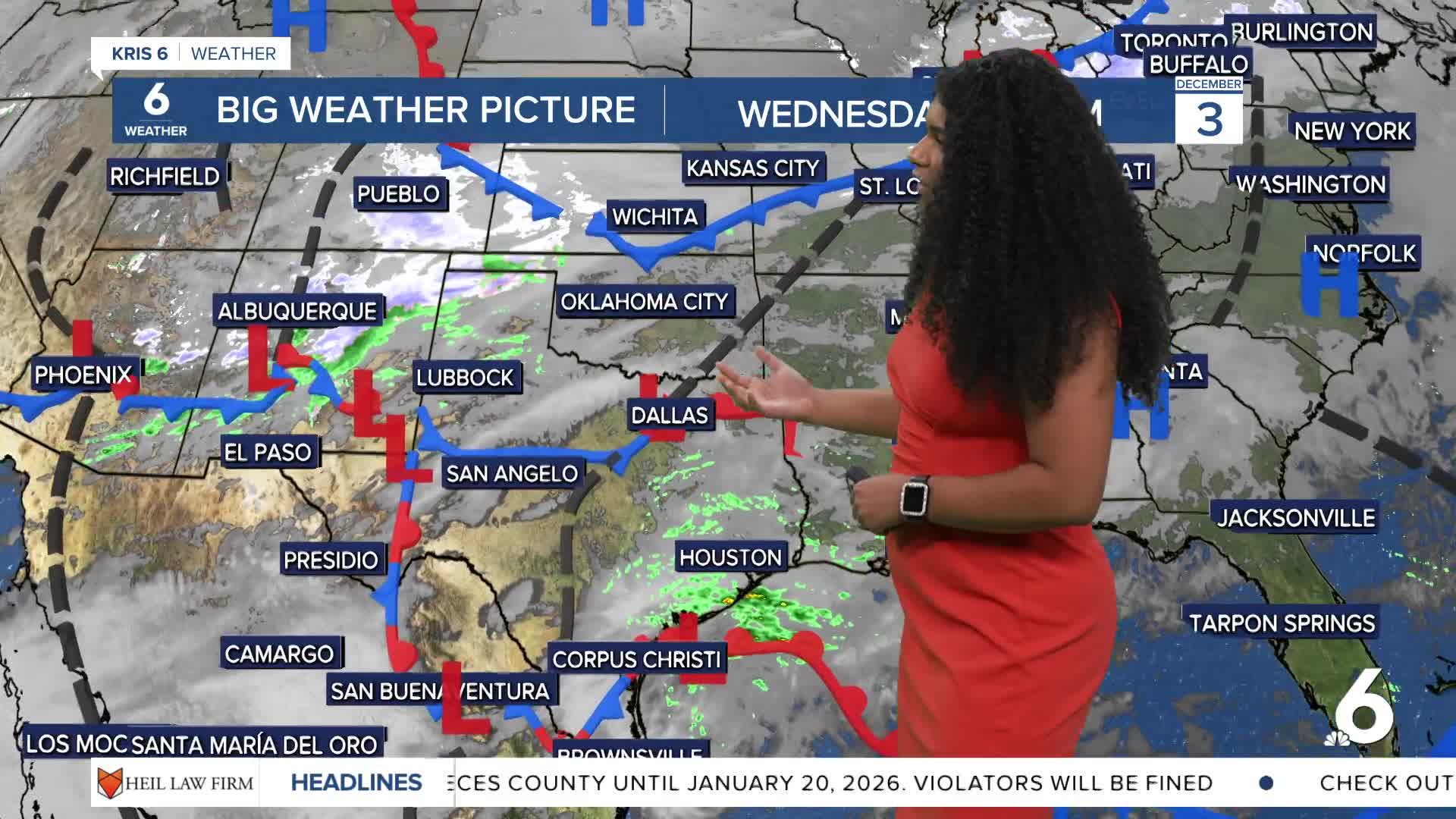 Cloudy with showers overnight, cold front arrives Thursday morning