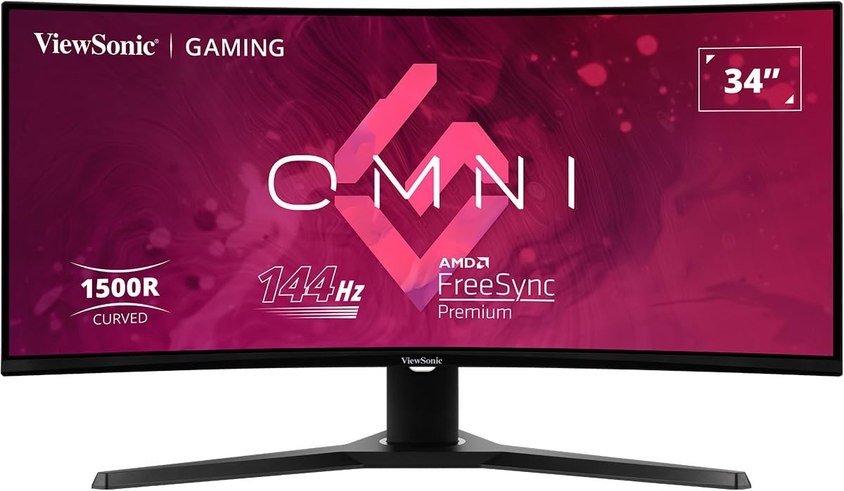 ViewSonic 34型 144Hz 曲面型ウルトラワイドゲーミングモニター 広視野3440×1440の没入感が魅力。曲面ゲーミングモニター「VX3418-2KPC