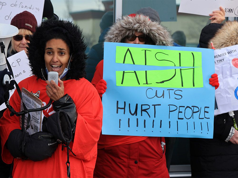 A 'punishment': Calgarians protest as province prepares to move AISH ...