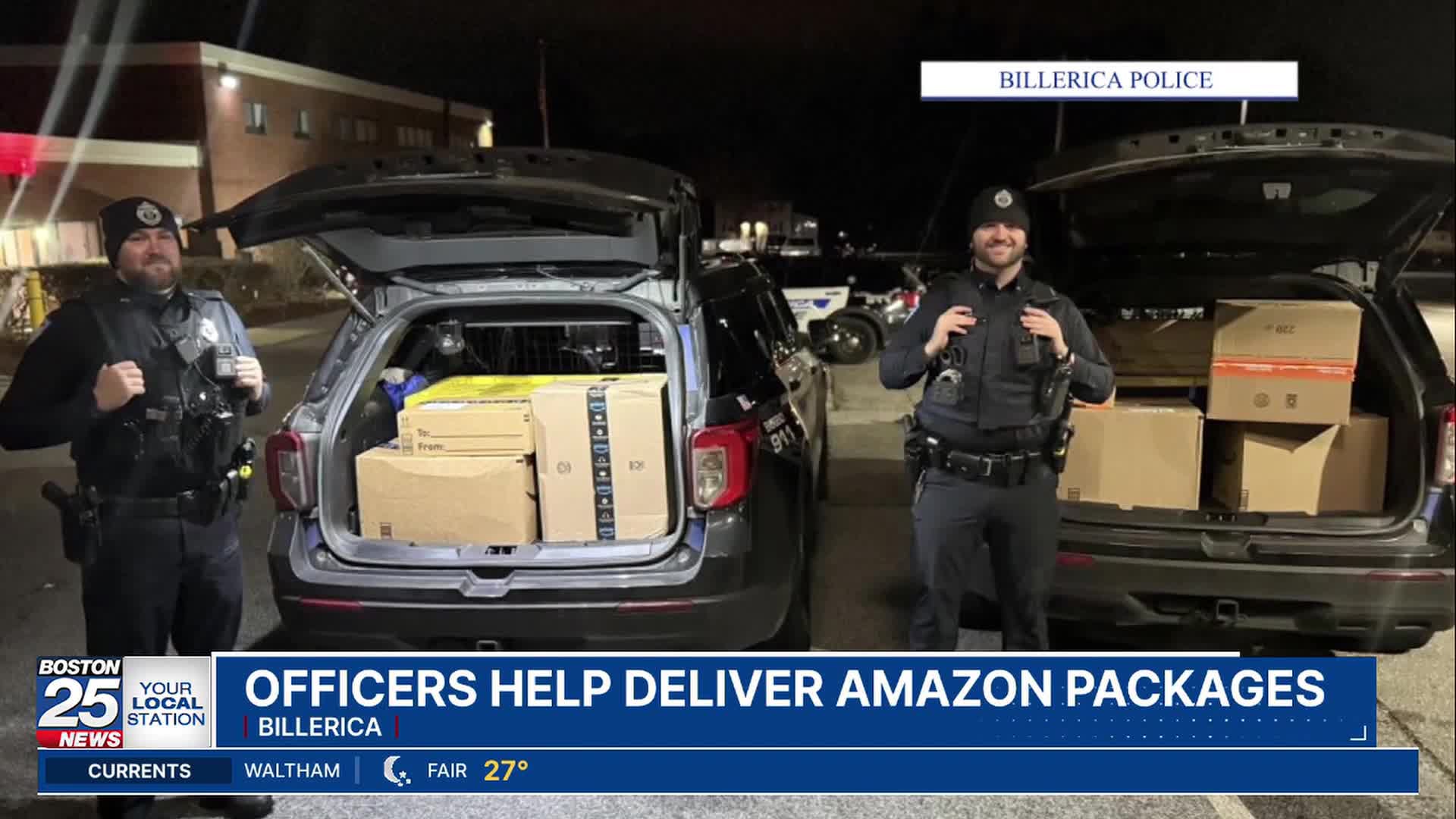 Billerica police officers help deliver missing Amazon packages