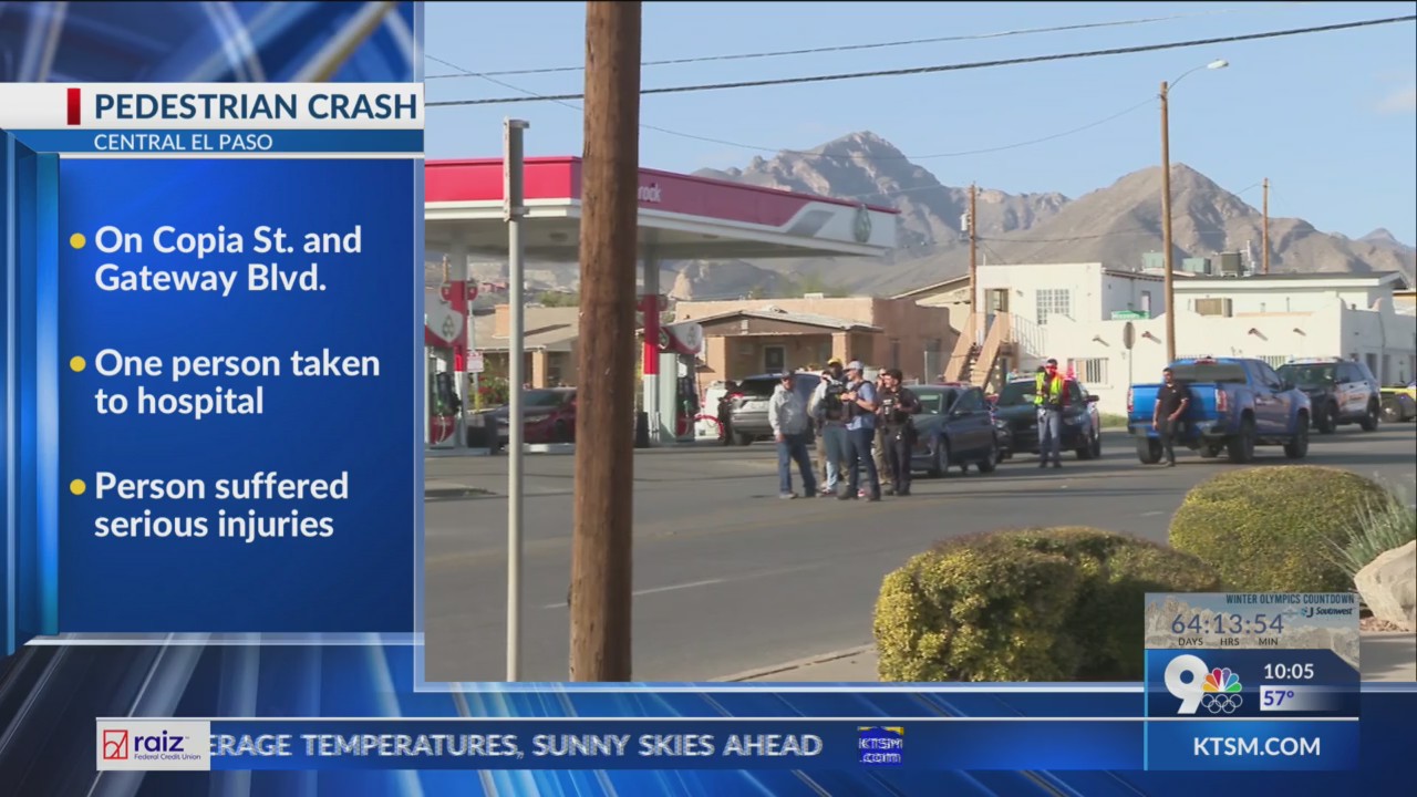 1 person seriously hurt after pedestrian, vehicle crash in Central El Paso