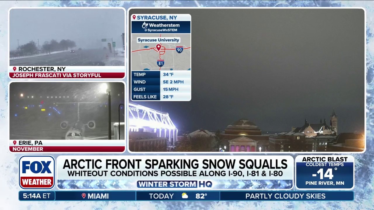 Dangerous snow squalls brewing as arctic front moves across US