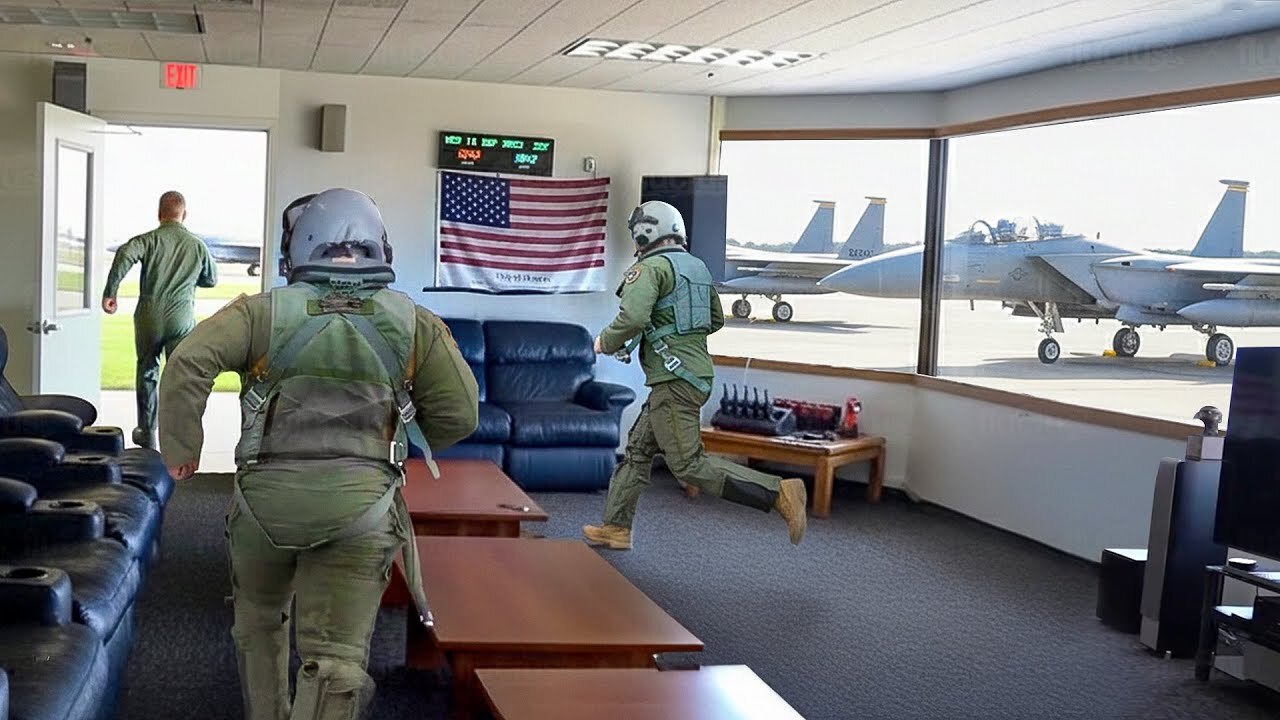 How US Air Force pilots rush to take off their armed F-15 jets during ...