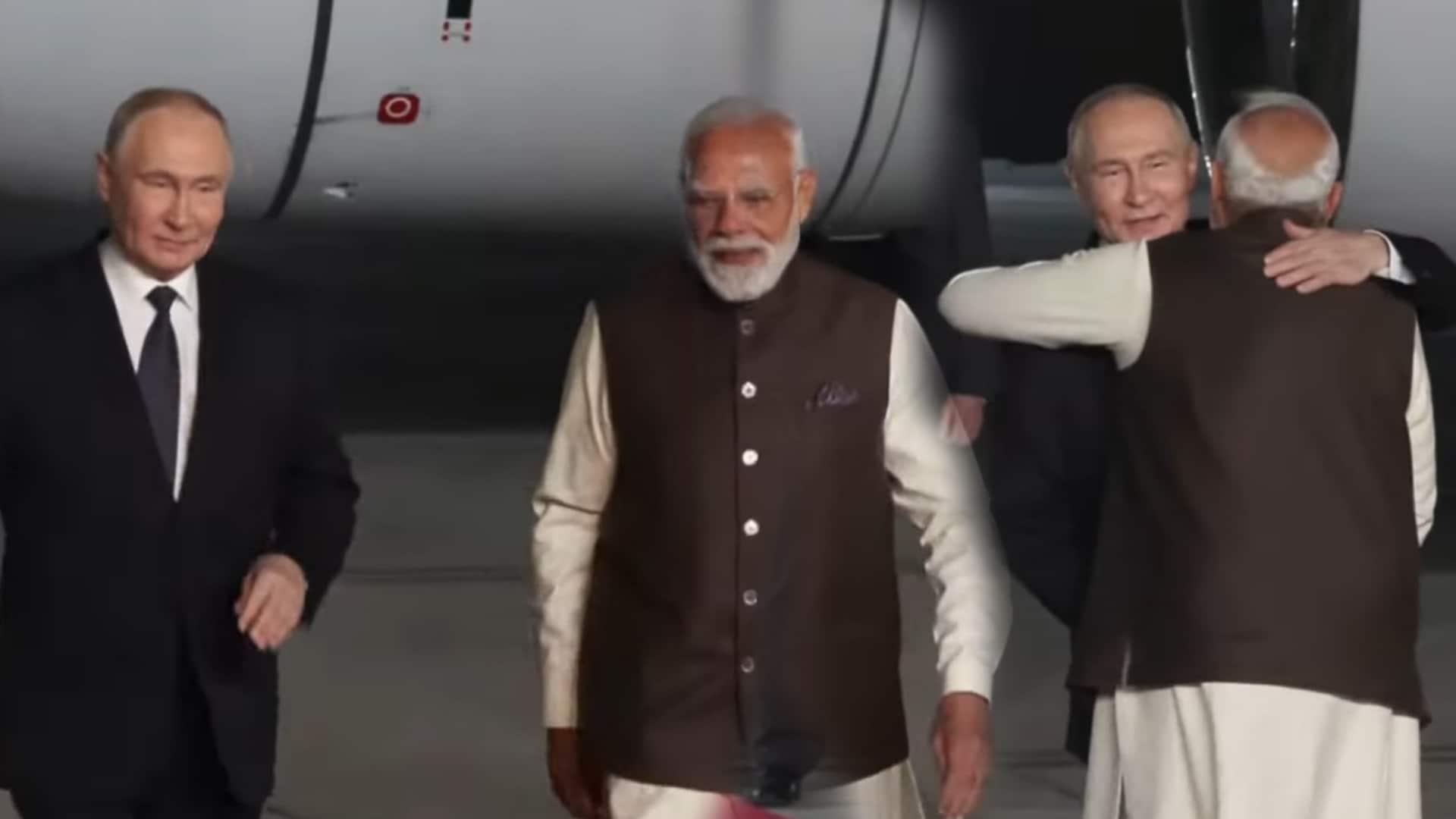 PM Modi hugs Russian President Putin at Delhi airport