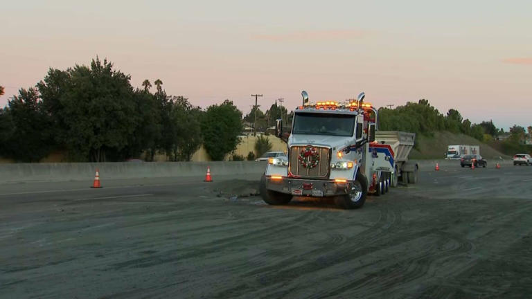 Overturned truck, spill block northbound Highway 101 in South San Jose