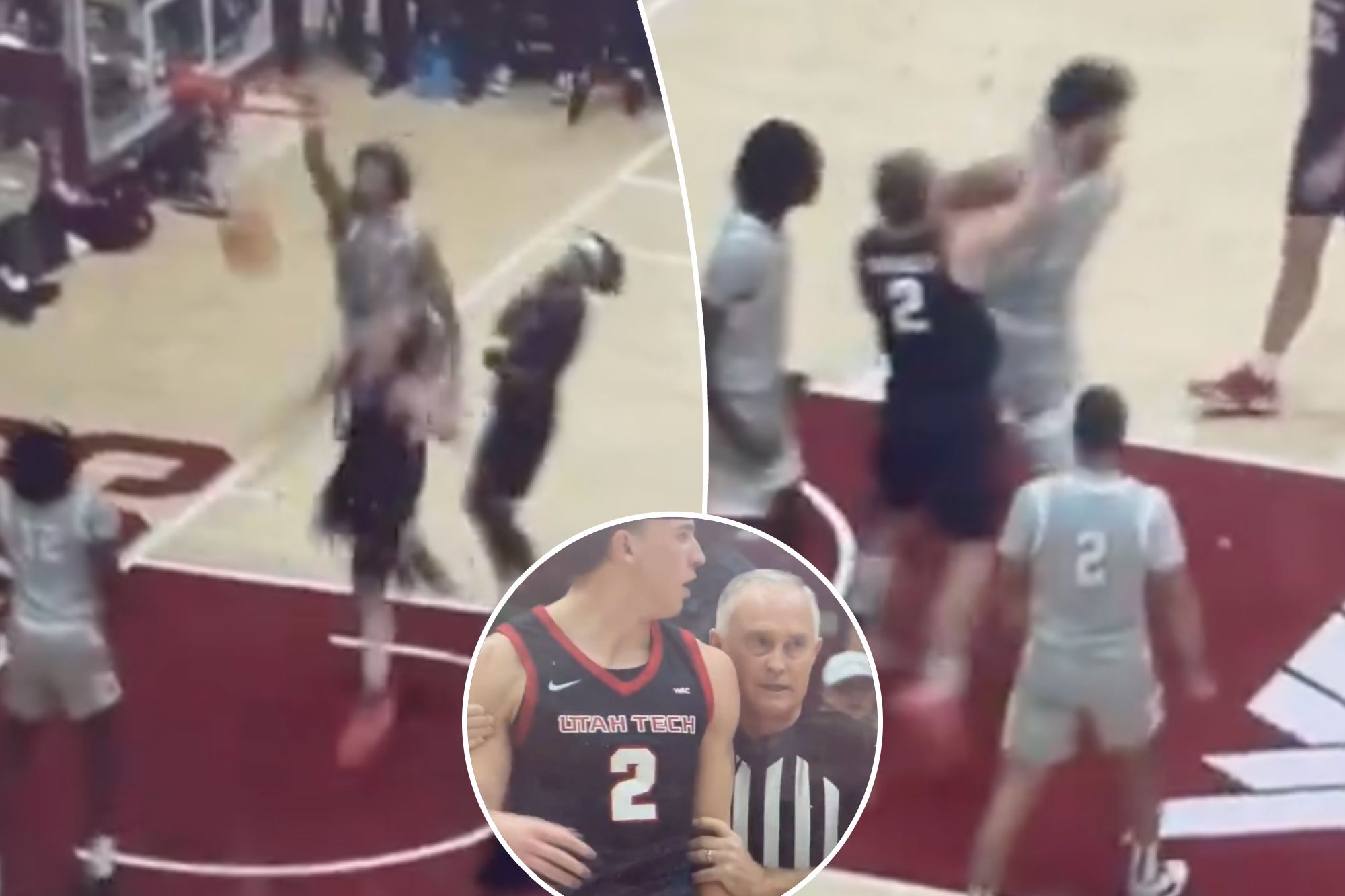 Utah Tech player punches opponent after getting dunked on in wild ruckus