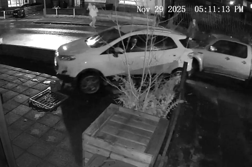 Moment pickup truck smashes into car as terrified residents flee