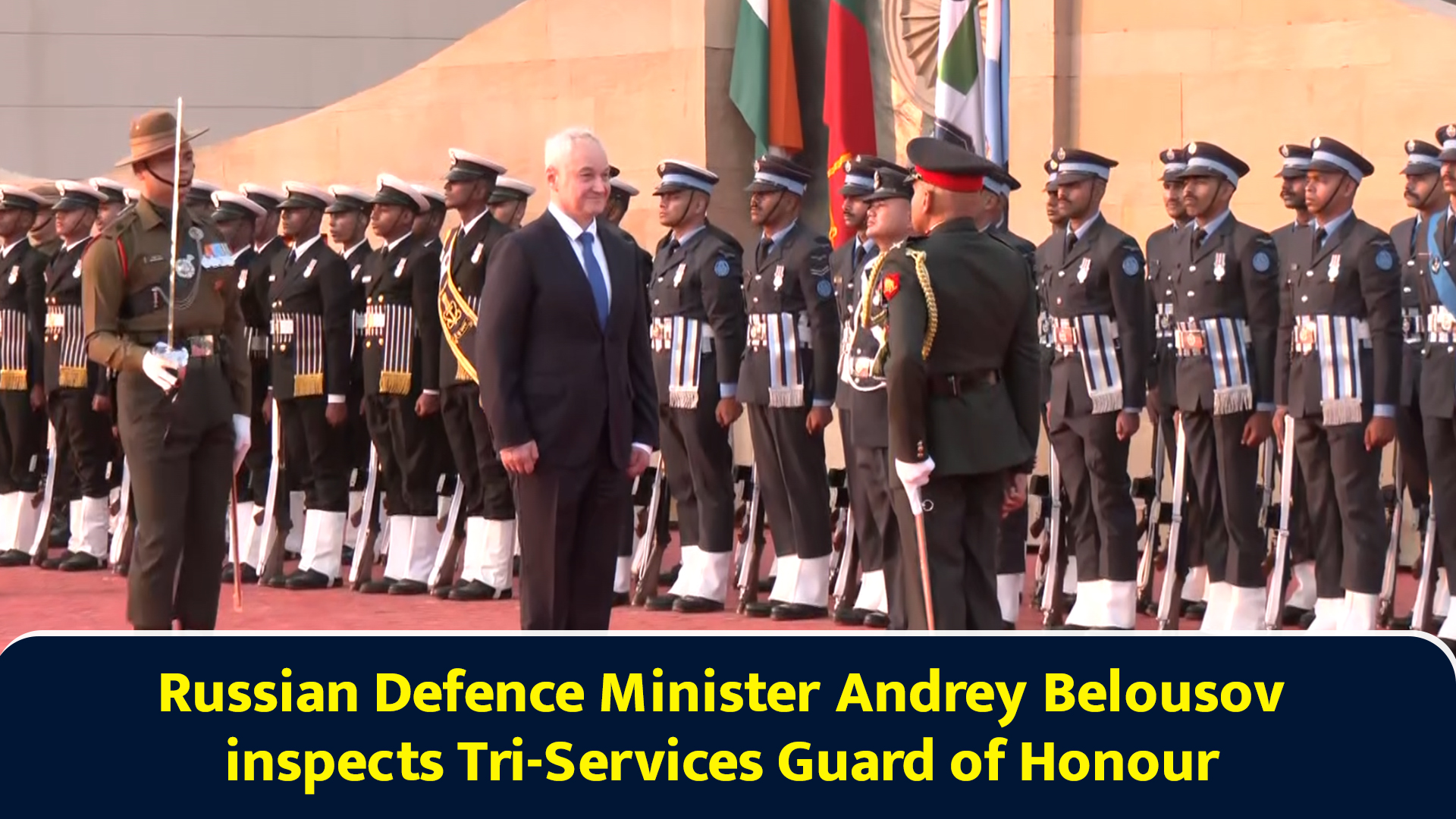 Russian defence minister Andrey Belousov inspects tri-services guard of ...