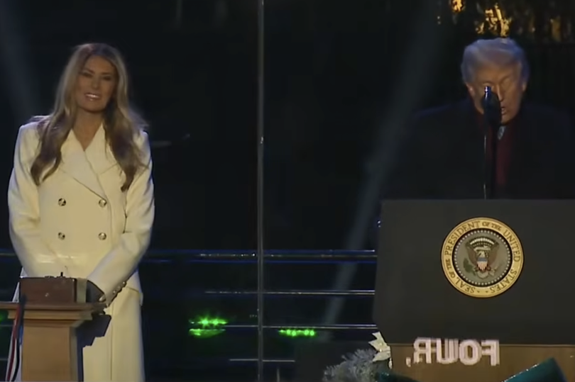 Trump's teleprompter comes into full view at White House tree lighting ...
