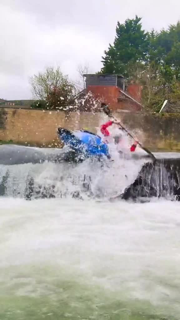 Kayak flip gone wrong at the waterfall drop!