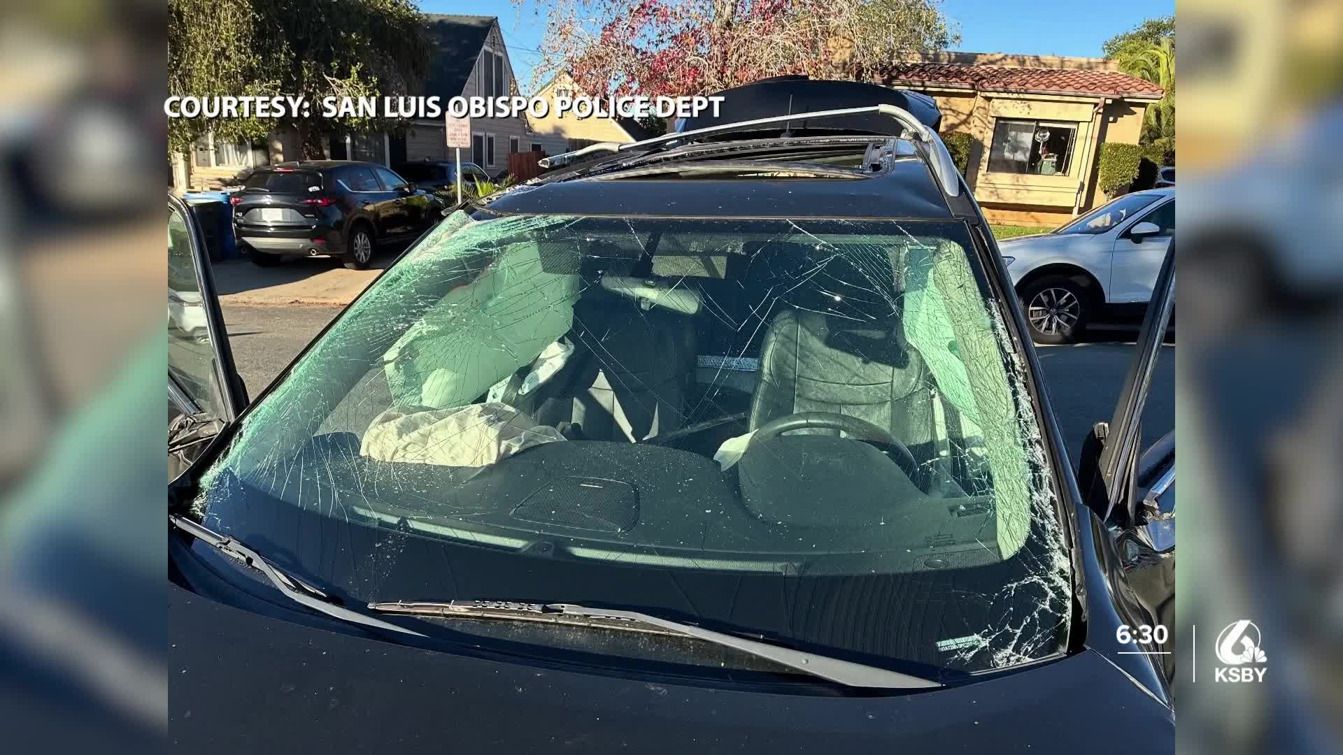 Driver falls asleep, crashes into parked cars in San Luis Obispo