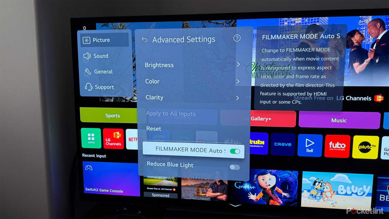Advanced settings on LG C5 TV.