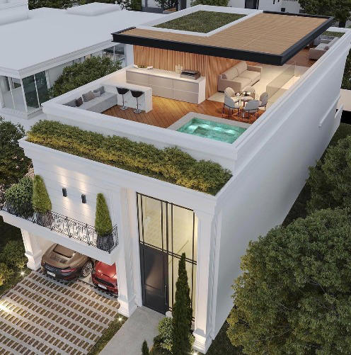 Keren! Ide desain rumah 3 lantai dengan rooftop kekinian