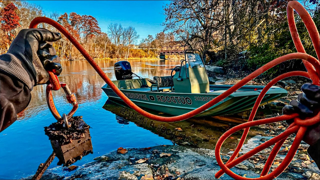 Boat team encounters unusual resistance while magnet fishing in deep river