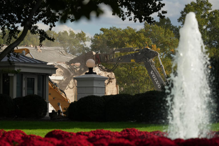 The East Wing of the White House is now a pile of rubble (Picture: AP)