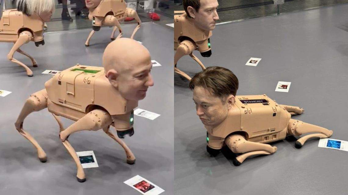Robots con los rostros de Elon Musk y Jeff Bezos que defecan imágenes ...