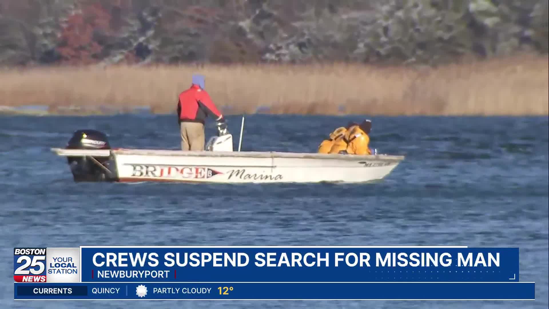 Crews suspend search for missing person in Merrimack River