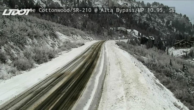 Slick roads and snow in Utah mountains due to winter storm
