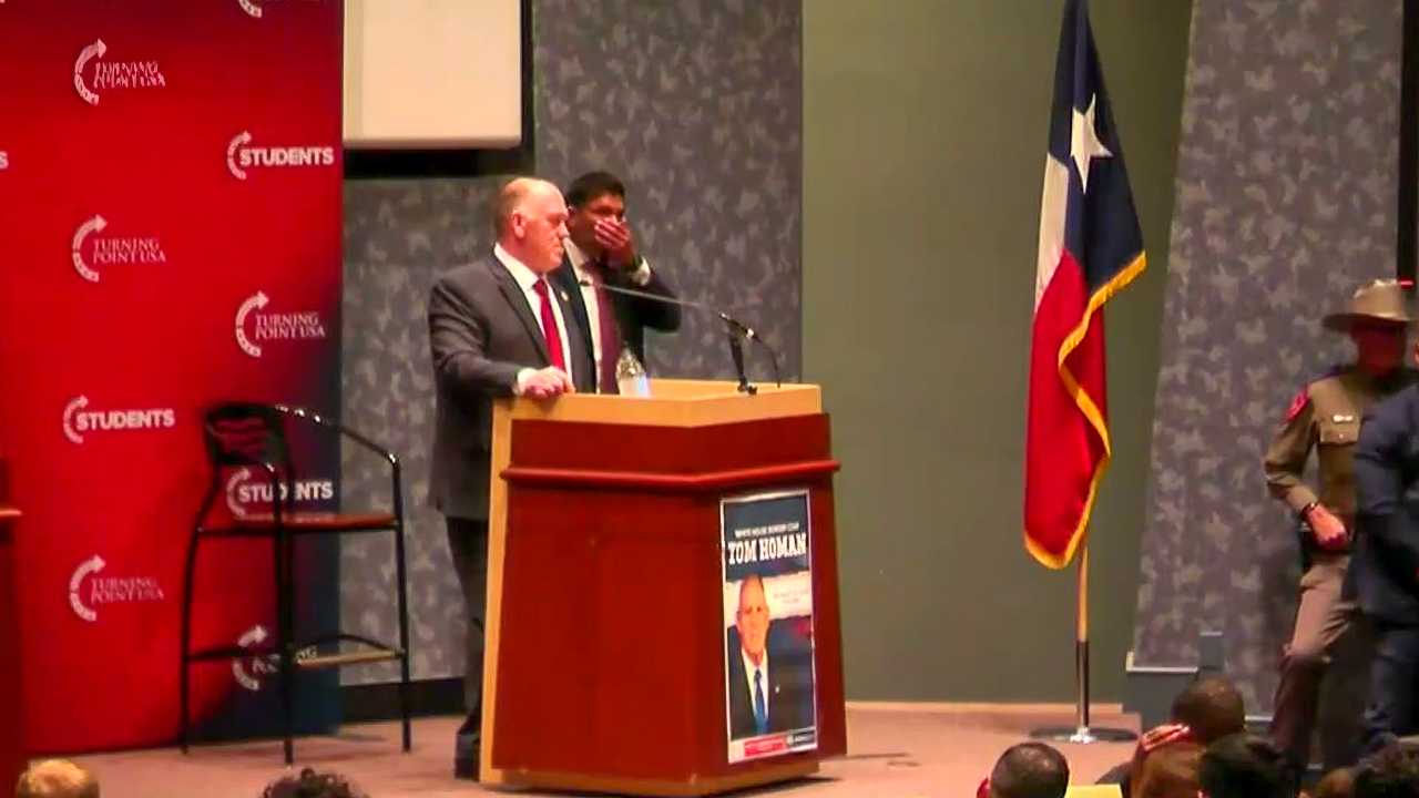 Trump's border czar Tom Homan heckled at MAGA Turning Point USA event