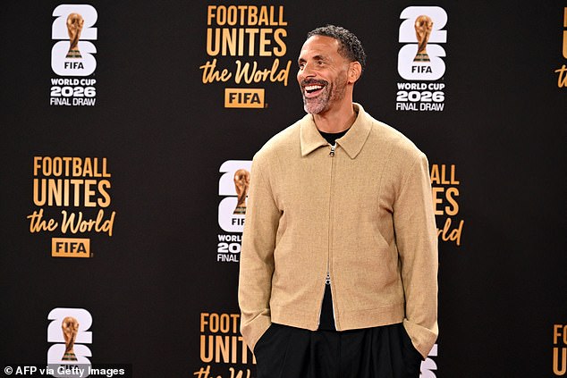 Meanwhile former England defender Rio Ferdinand cut a smart figure in a beige jacket which he layered over a black T-shirt and matching trousers