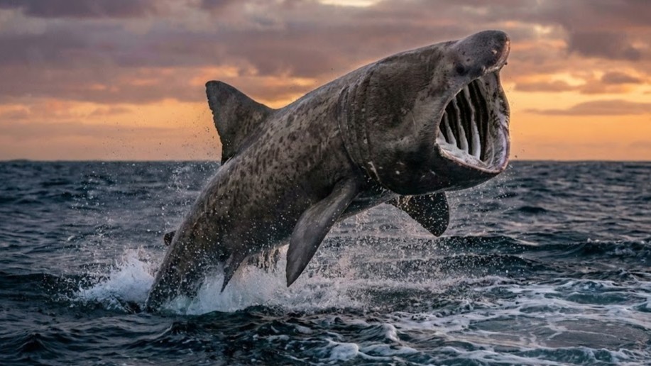 How this massive shark suddenly launches out of the sea