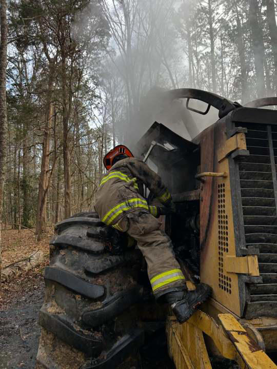 Logging skidder catches fire in wooded area of Prince George County