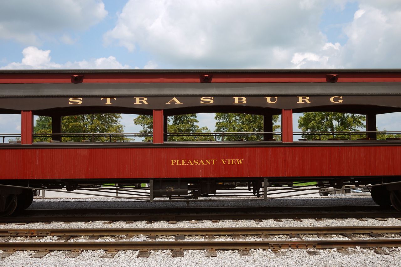 View of the 'Pleasant View' train car on the Strasburg Rail Road