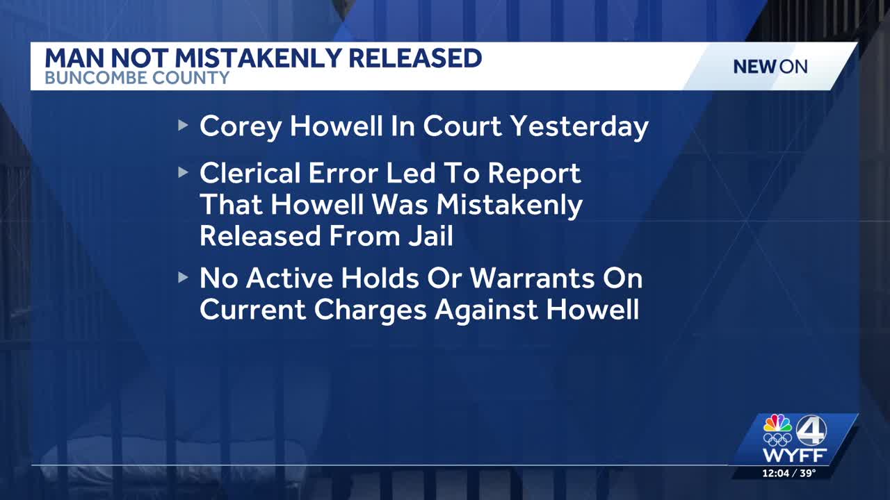 Inmate was not mistakenly released as previously reported by Buncombe ...