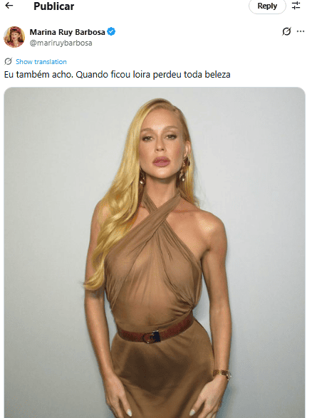 Marina Ruy Barbosa rebate comentário de internauta que a chamou de feia (Foto: X)