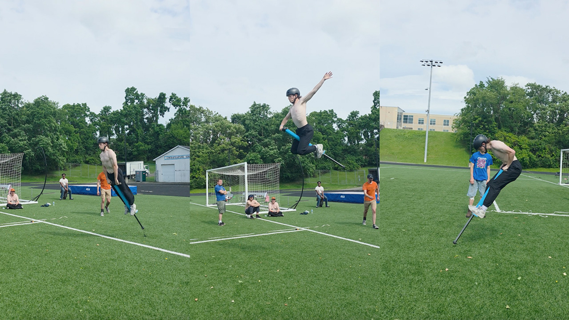 Longest single jump on a pogo stick 7.16 metres (23 ft 6 in) by Duncan ...