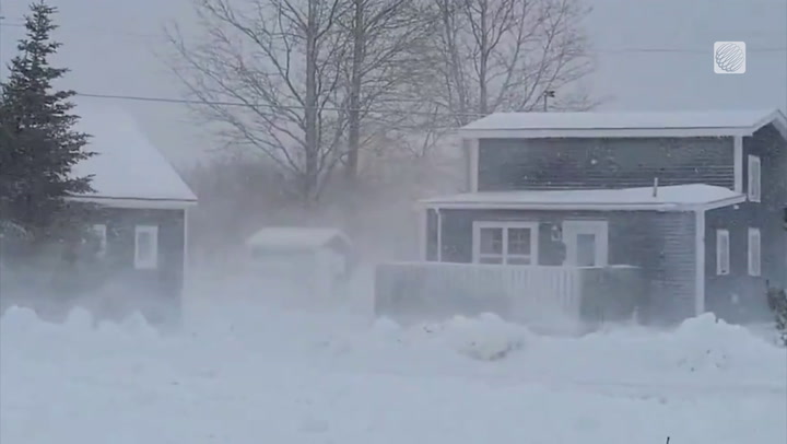 Strong winds blow around the fresh snow that fell this week in Trinity ...