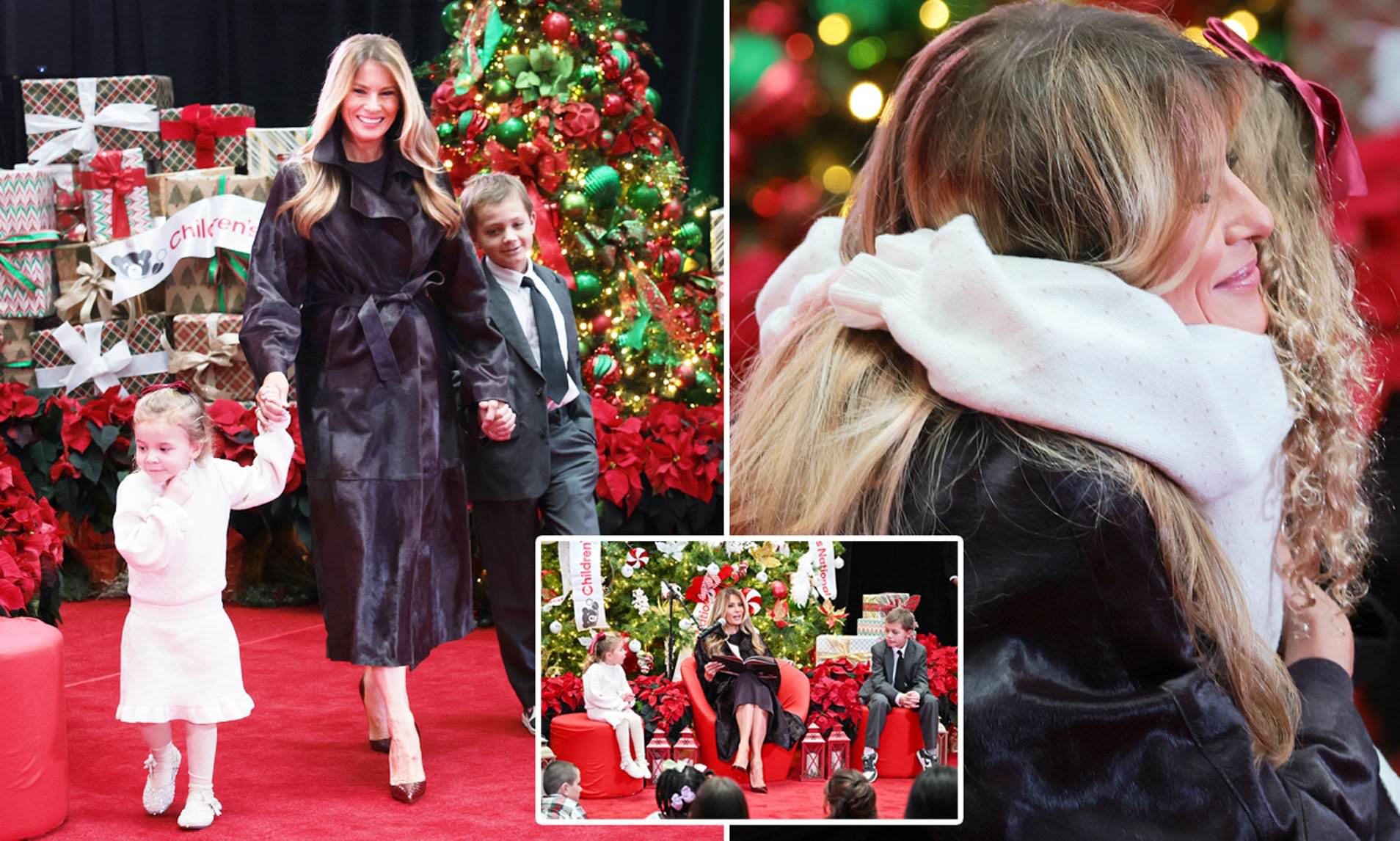 Adorable moment Melania hugs five-year-old patient at children's hospital