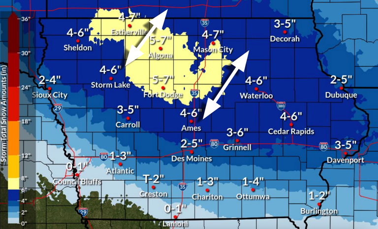 Another winter storm is headed for Iowa. How much snow is expected?