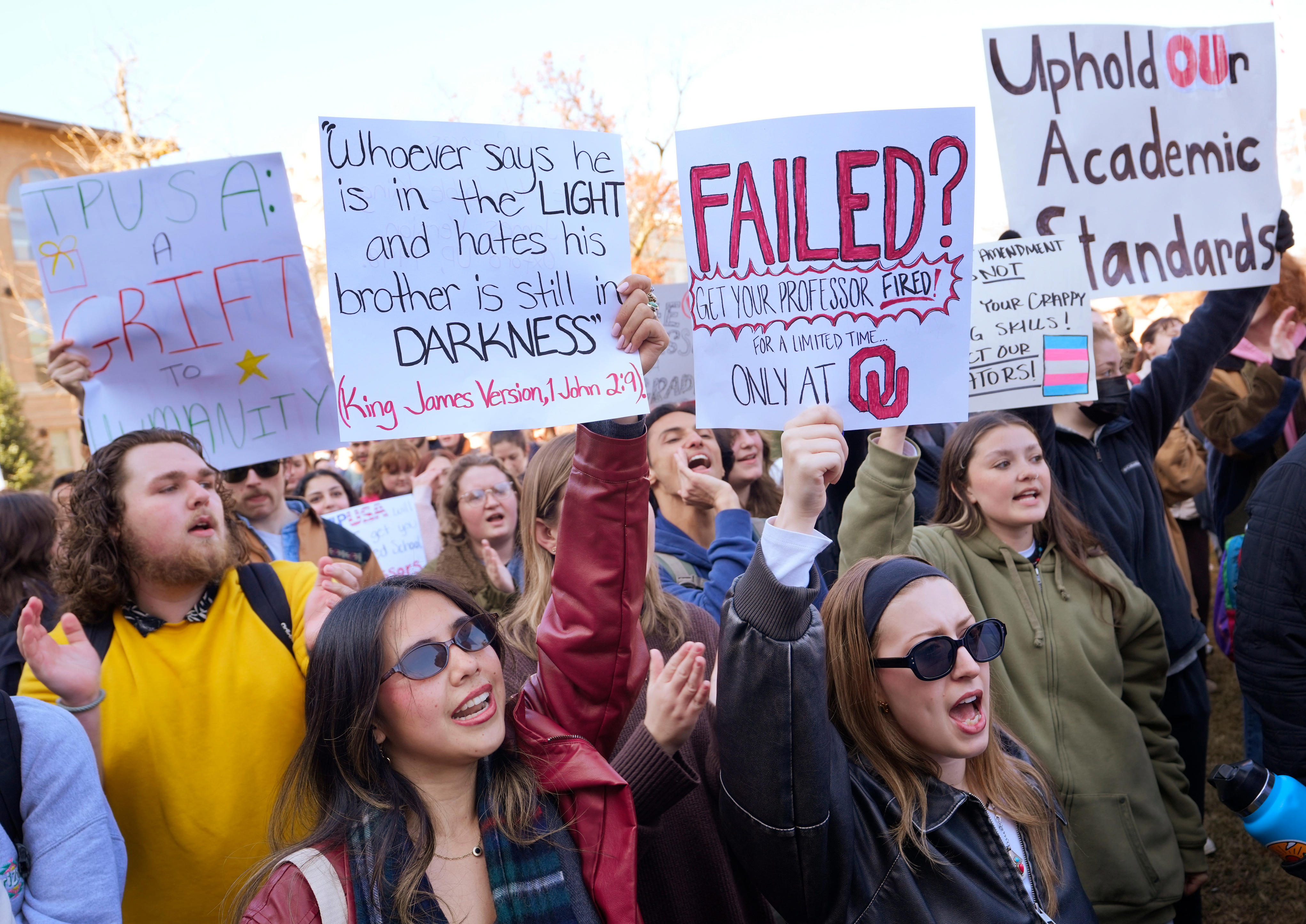 Hundreds rally to reinstate OU teacher who graded Samantha Fulnecky's essay